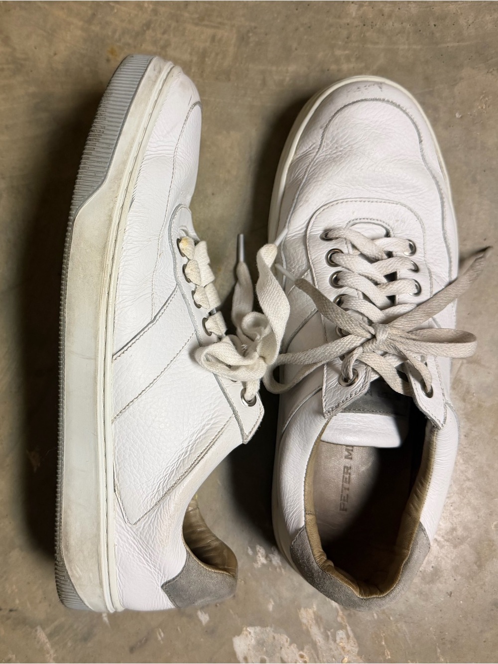 Peter Millar White Leather Sneakers with Tan Accents